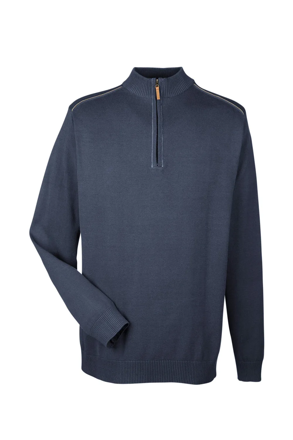 Devon & Jones Mens Manchester Jersey 1/4 Zip Sweater - Navy Blue - Closeout