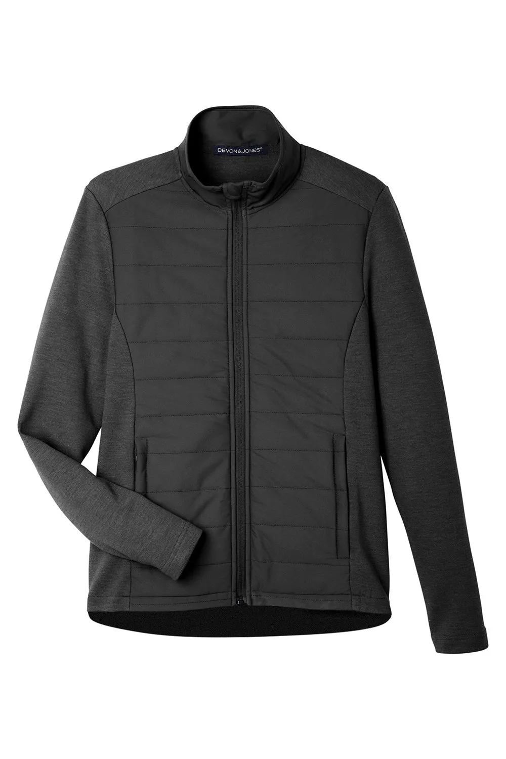 Devon & Jones Mens New Classics Charleston Hybrid Full Zip Jacket - Black Melange/Black