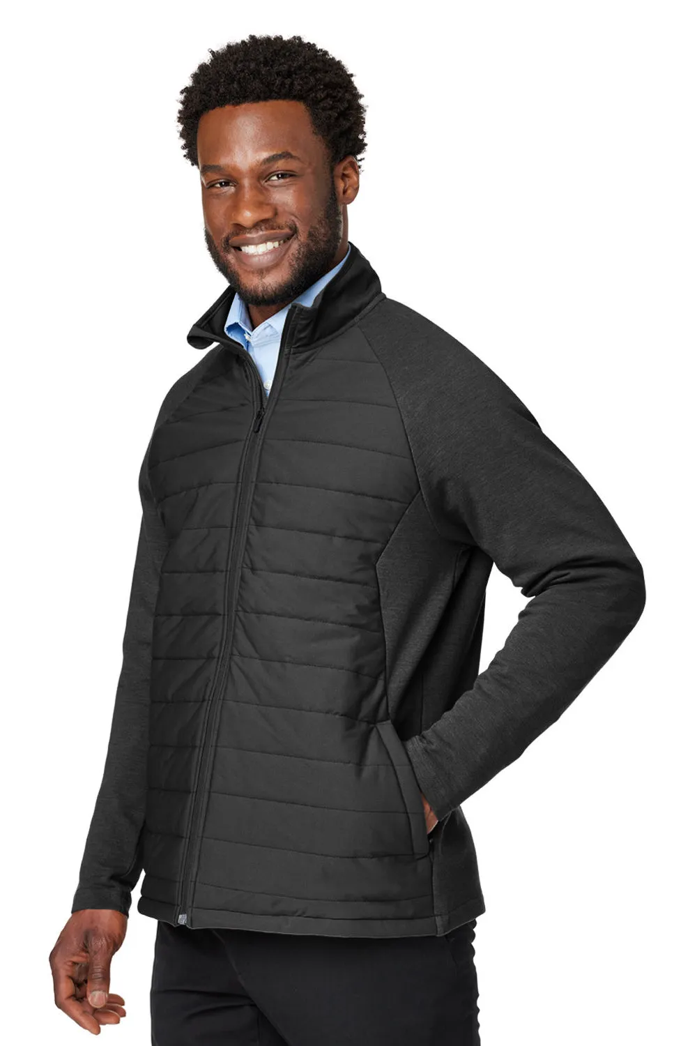 Devon & Jones Mens New Classics Charleston Hybrid Full Zip Jacket - Black Melange/Black