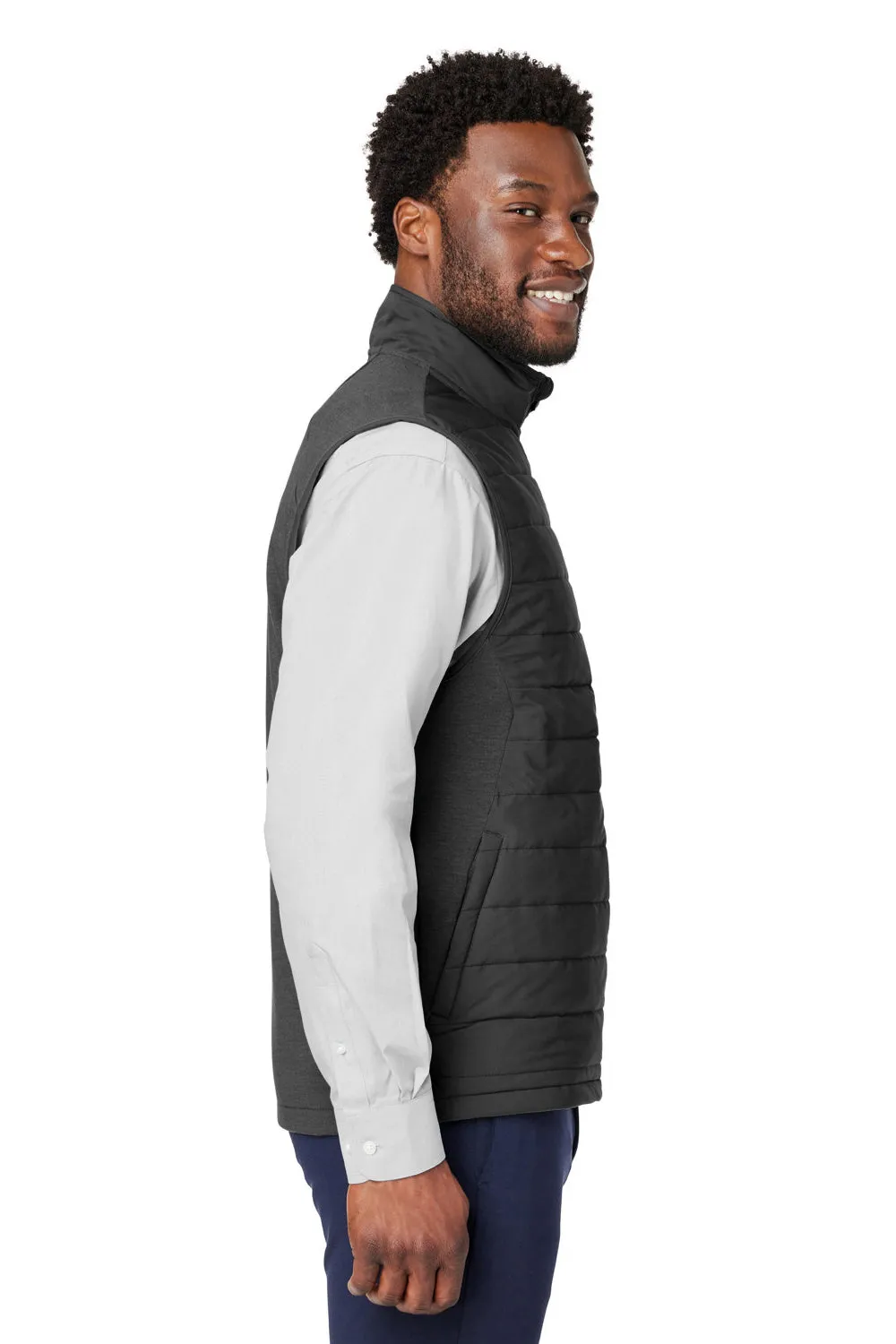 Devon & Jones Mens New Classics Charleston Hybrid Full Zip Vest - Black Melange/Black