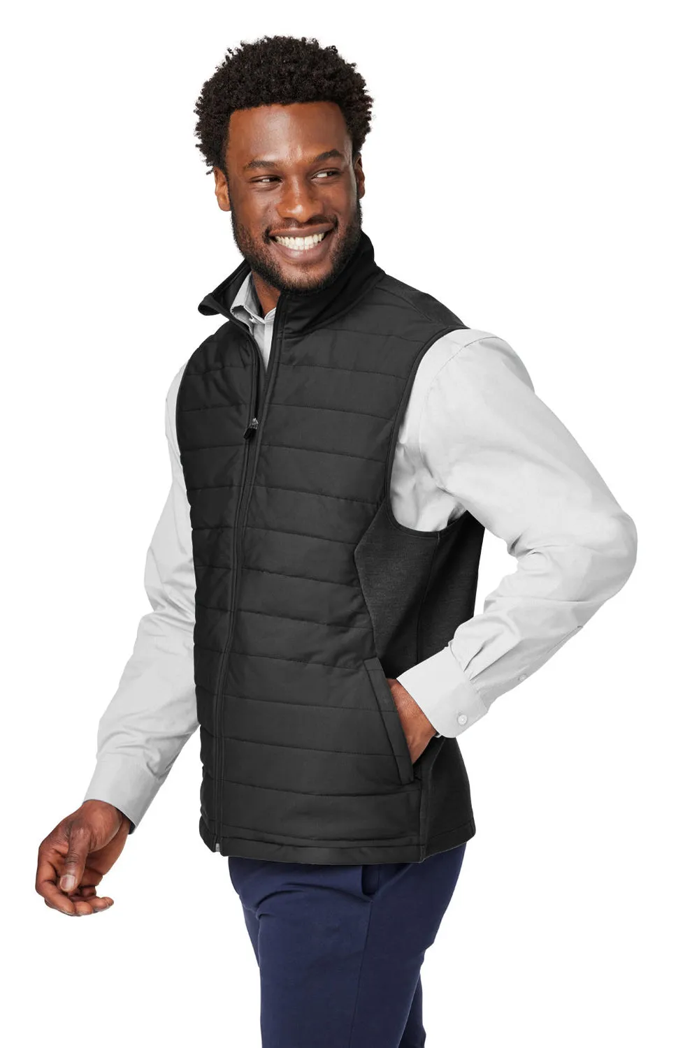 Devon & Jones Mens New Classics Charleston Hybrid Full Zip Vest - Black Melange/Black