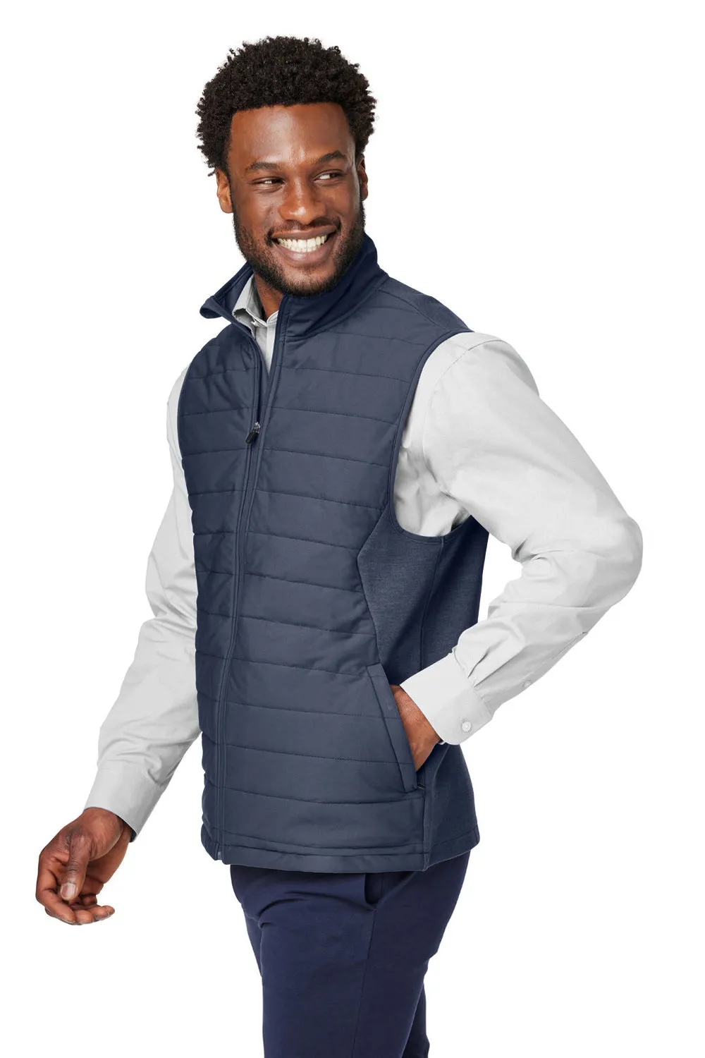 Devon & Jones Mens New Classics Charleston Hybrid Full Zip Vest - Navy Blue Melange