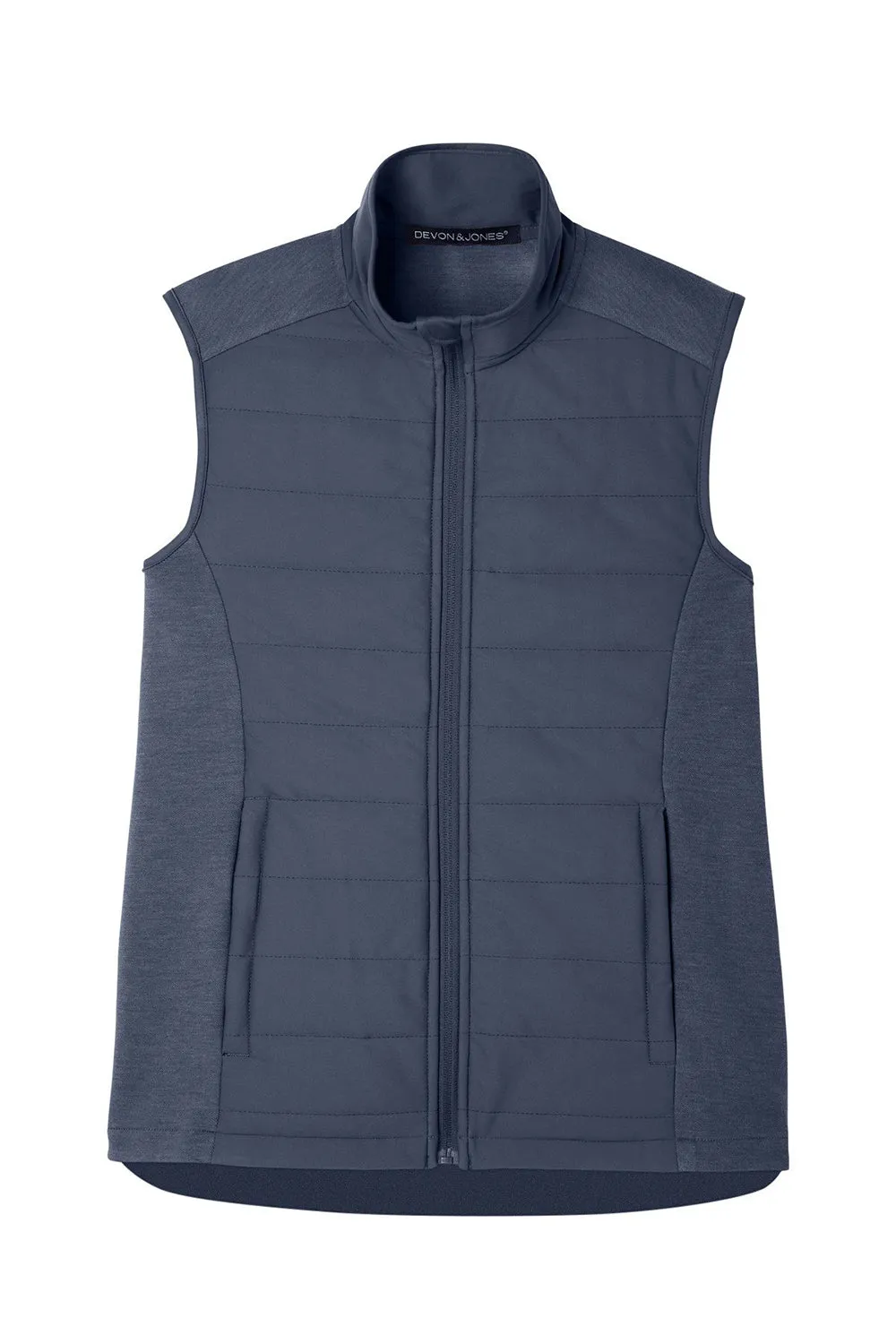 Devon & Jones Mens New Classics Charleston Hybrid Full Zip Vest - Navy Blue Melange