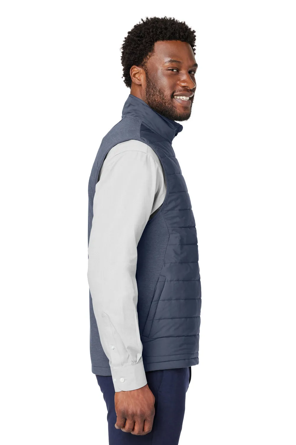 Devon & Jones Mens New Classics Charleston Hybrid Full Zip Vest - Navy Blue Melange