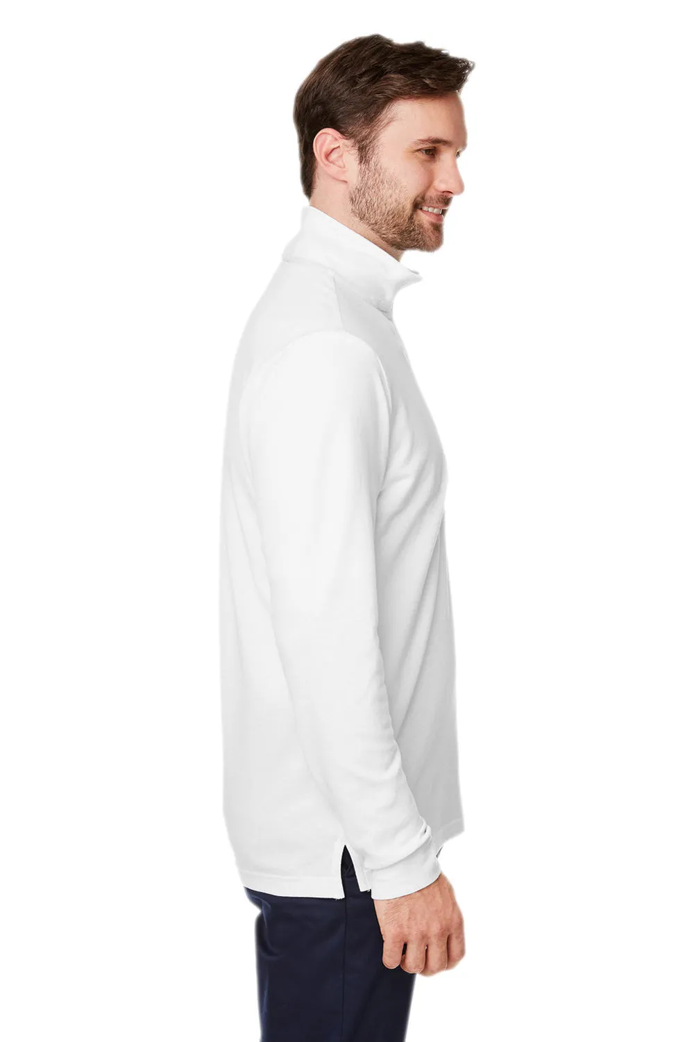 Devon & Jones Mens New Classics Performance Moisture Wicking 1/4 Zip Sweatshirt w/ Pocket - White