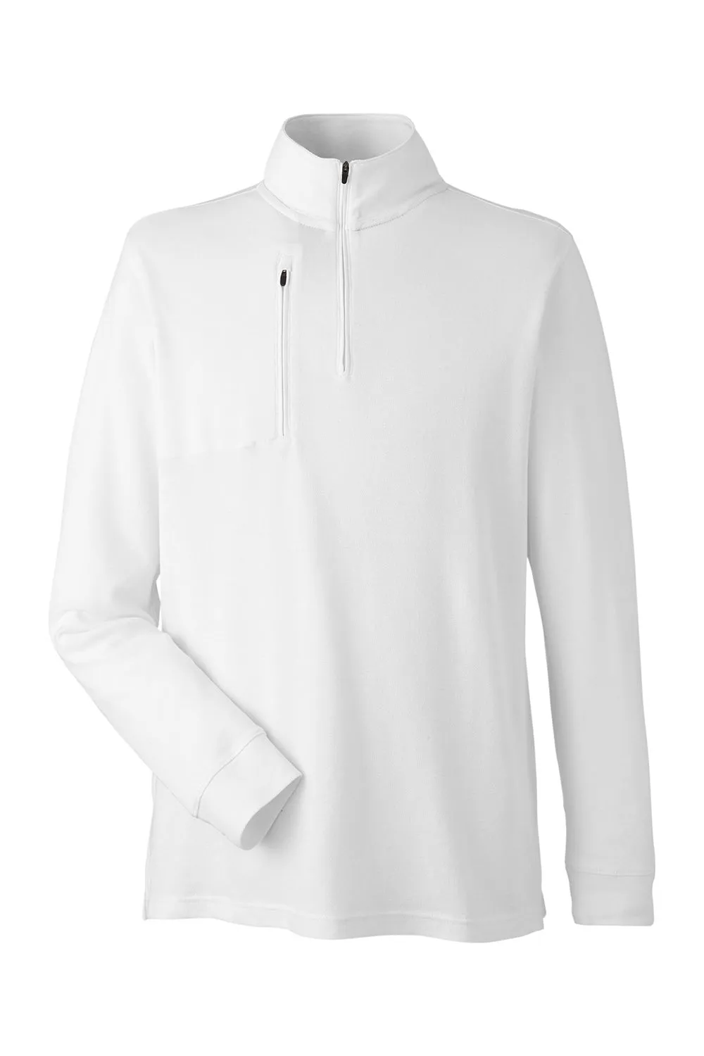 Devon & Jones Mens New Classics Performance Moisture Wicking 1/4 Zip Sweatshirt w/ Pocket - White