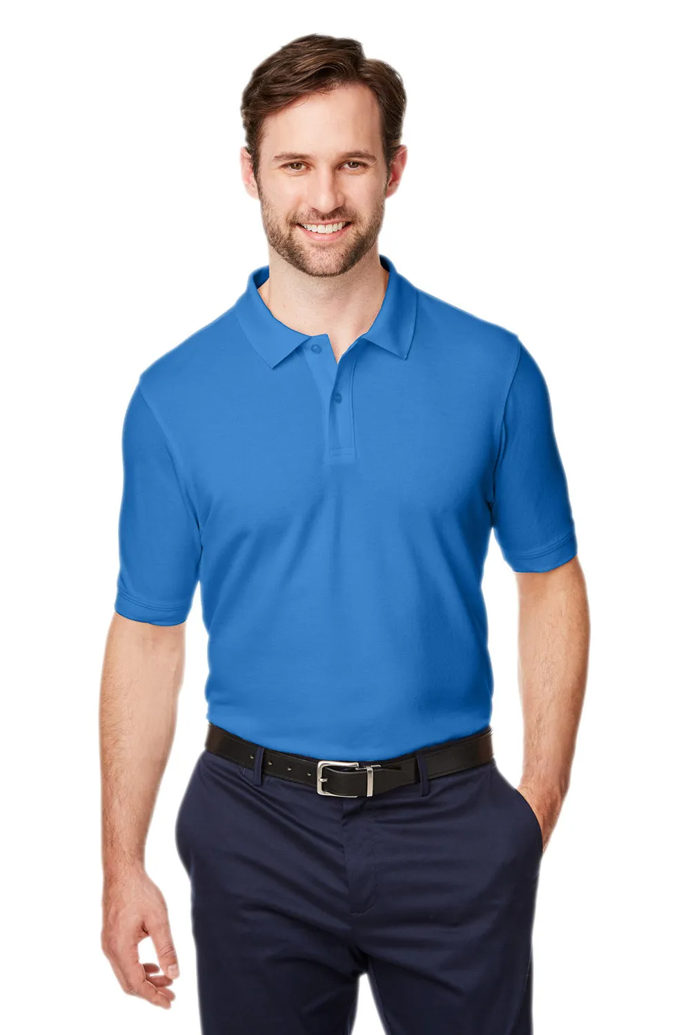 Devon & Jones Mens New Classics Performance Moisture Wicking Short Sleeve Polo Shirt - French Blue
