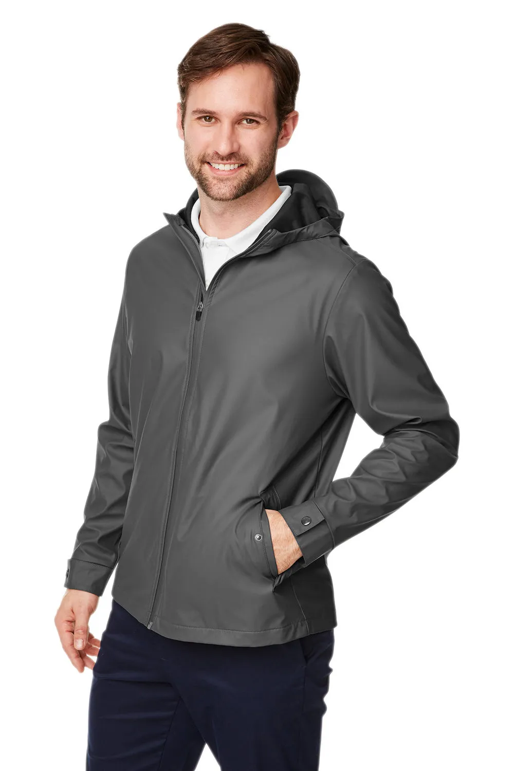 Devon & Jones Mens New Classics Prescott Water Resistant Full Zip Hooded Rain Jacket - Graphite Grey