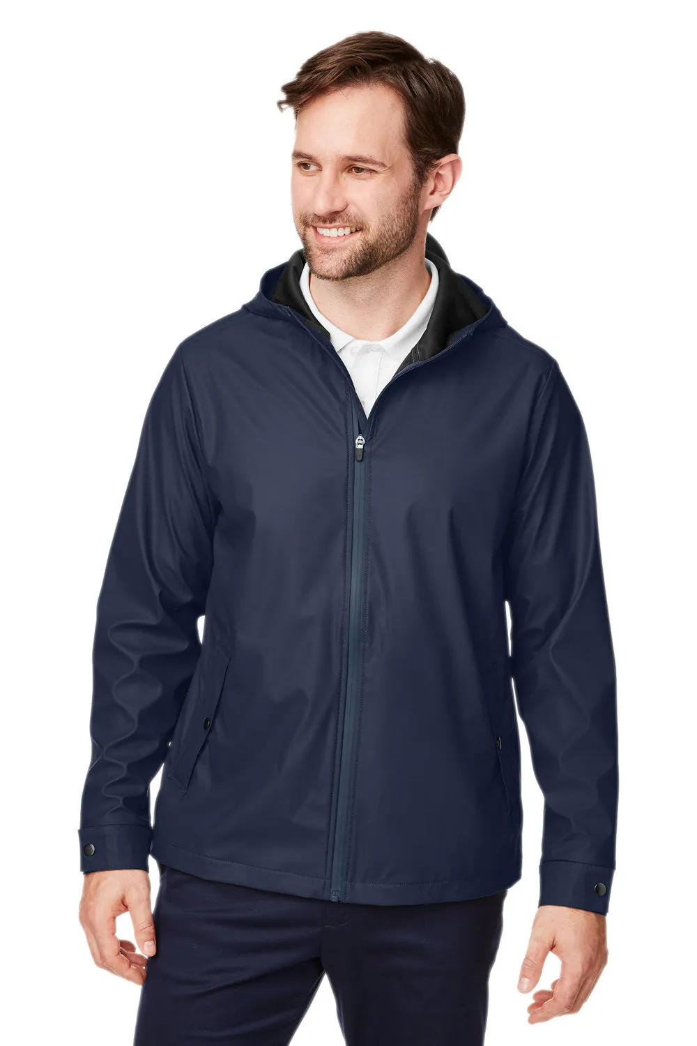 Devon & Jones Mens New Classics Prescott Water Resistant Full Zip Hooded Rain Jacket - Navy Blue