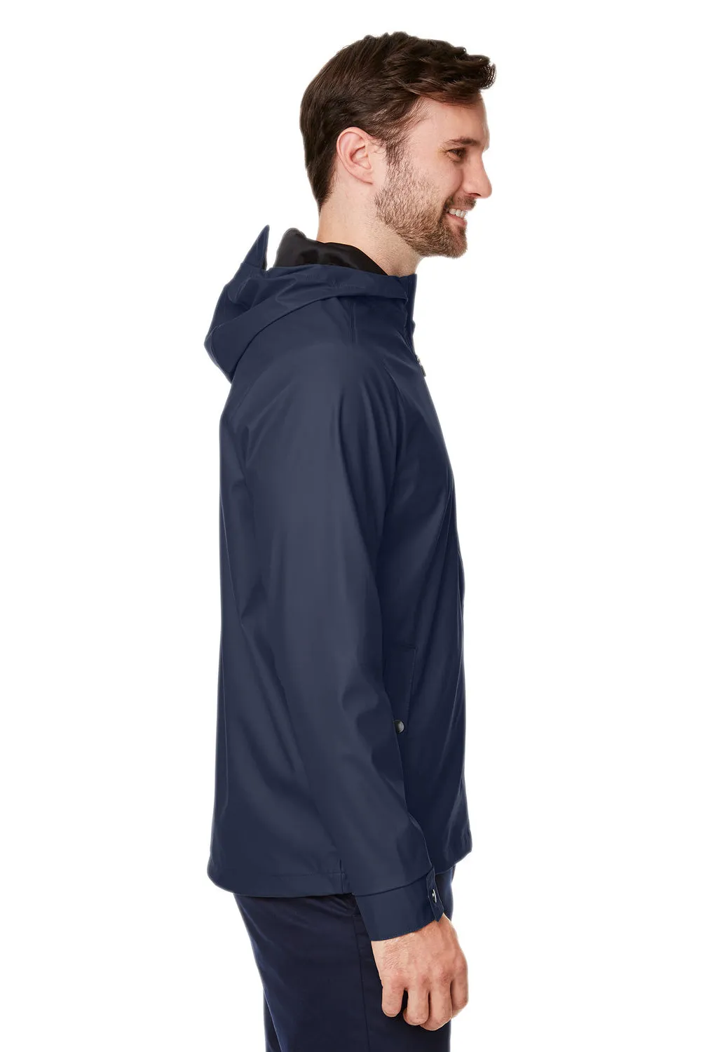 Devon & Jones Mens New Classics Prescott Water Resistant Full Zip Hooded Rain Jacket - Navy Blue