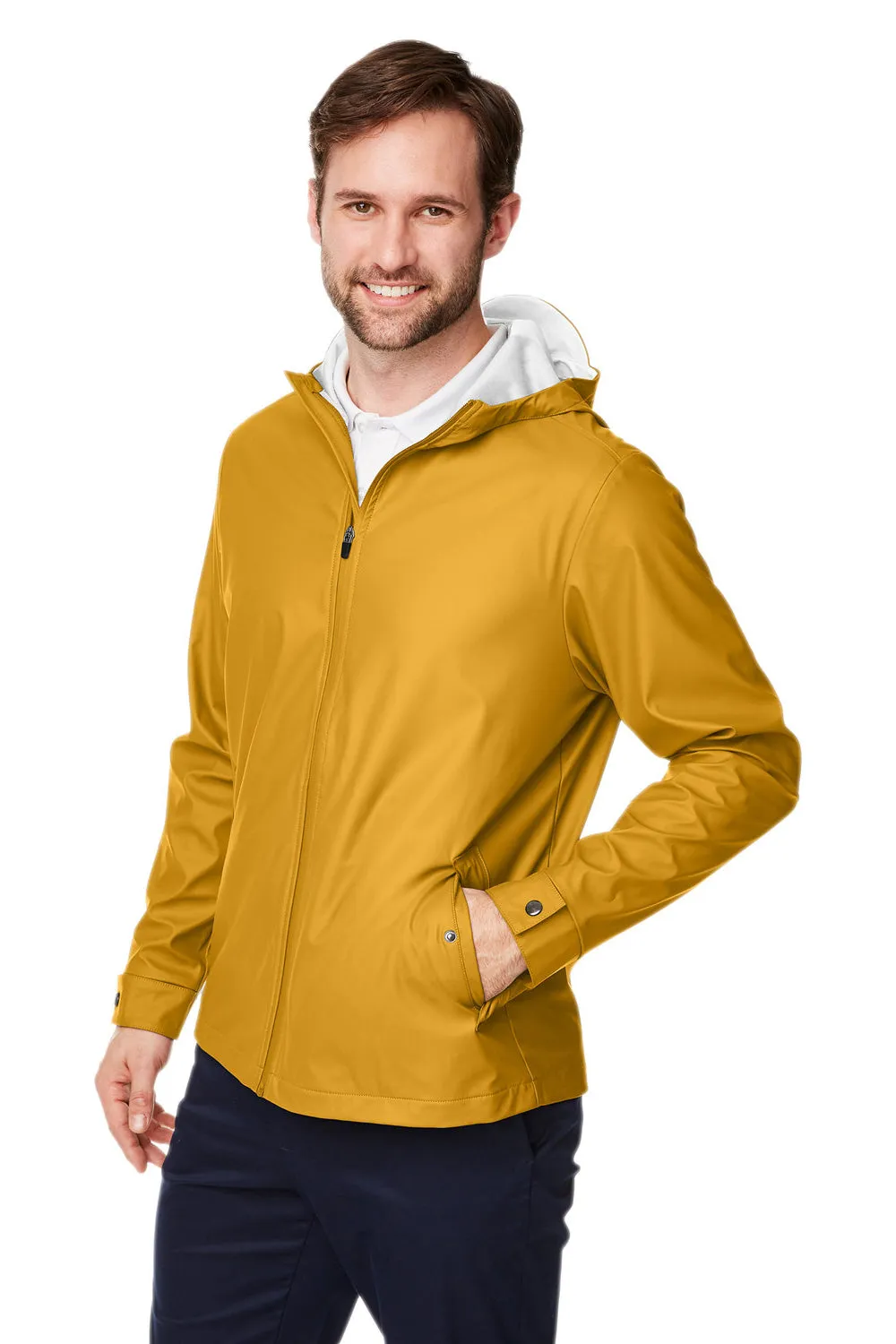 Devon & Jones Mens New Classics Prescott Water Resistant Full Zip Hooded Rain Jacket - Prescott Yellow
