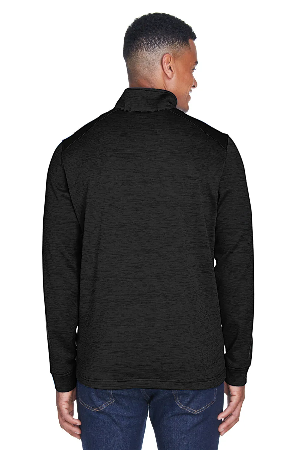Devon & Jones Mens Newbury Fleece 1/4 Zip Sweatshirt w/ Pouch Pocket - Heather Black