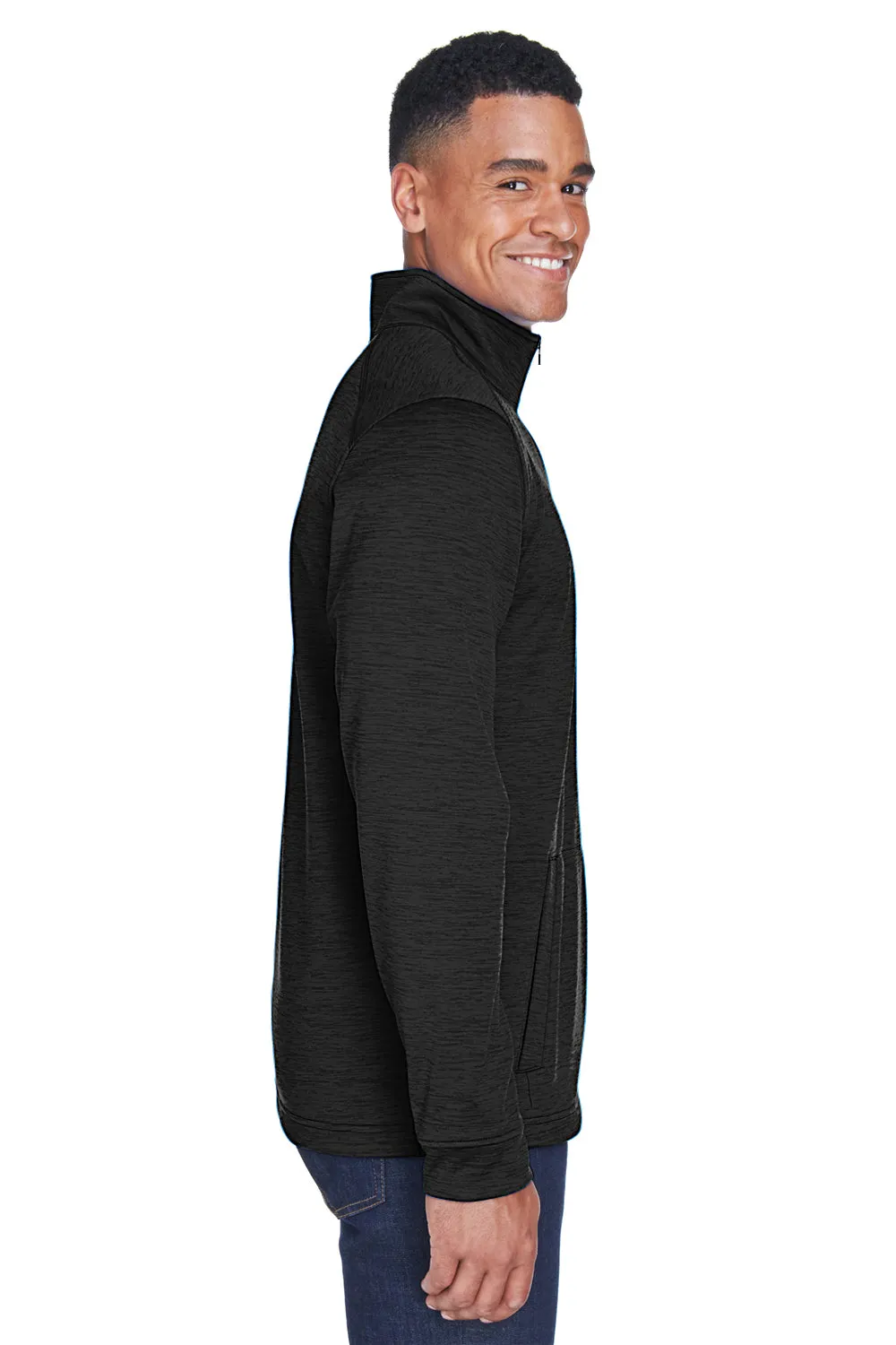 Devon & Jones Mens Newbury Fleece 1/4 Zip Sweatshirt w/ Pouch Pocket - Heather Black