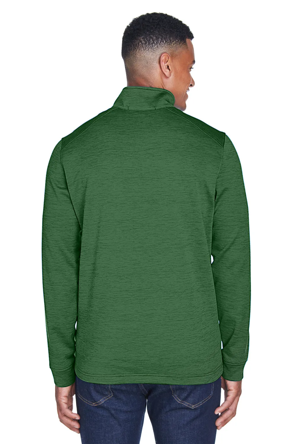 Devon & Jones Mens Newbury Fleece 1/4 Zip Sweatshirt w/ Pouch Pocket - Heather Forest Green