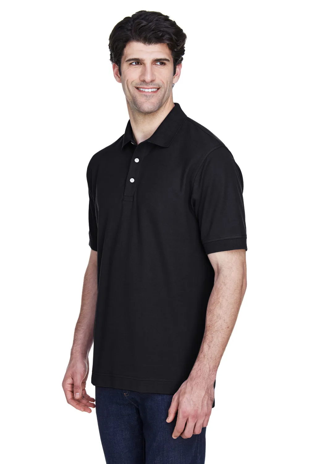 Devon & Jones Mens Short Sleeve Polo Shirt - Black