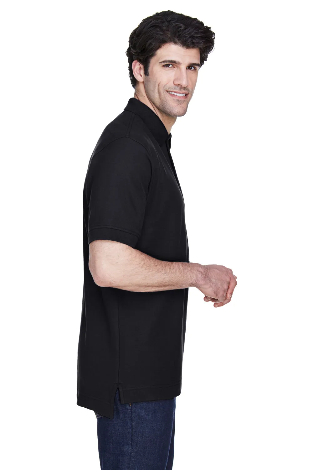 Devon & Jones Mens Short Sleeve Polo Shirt - Black