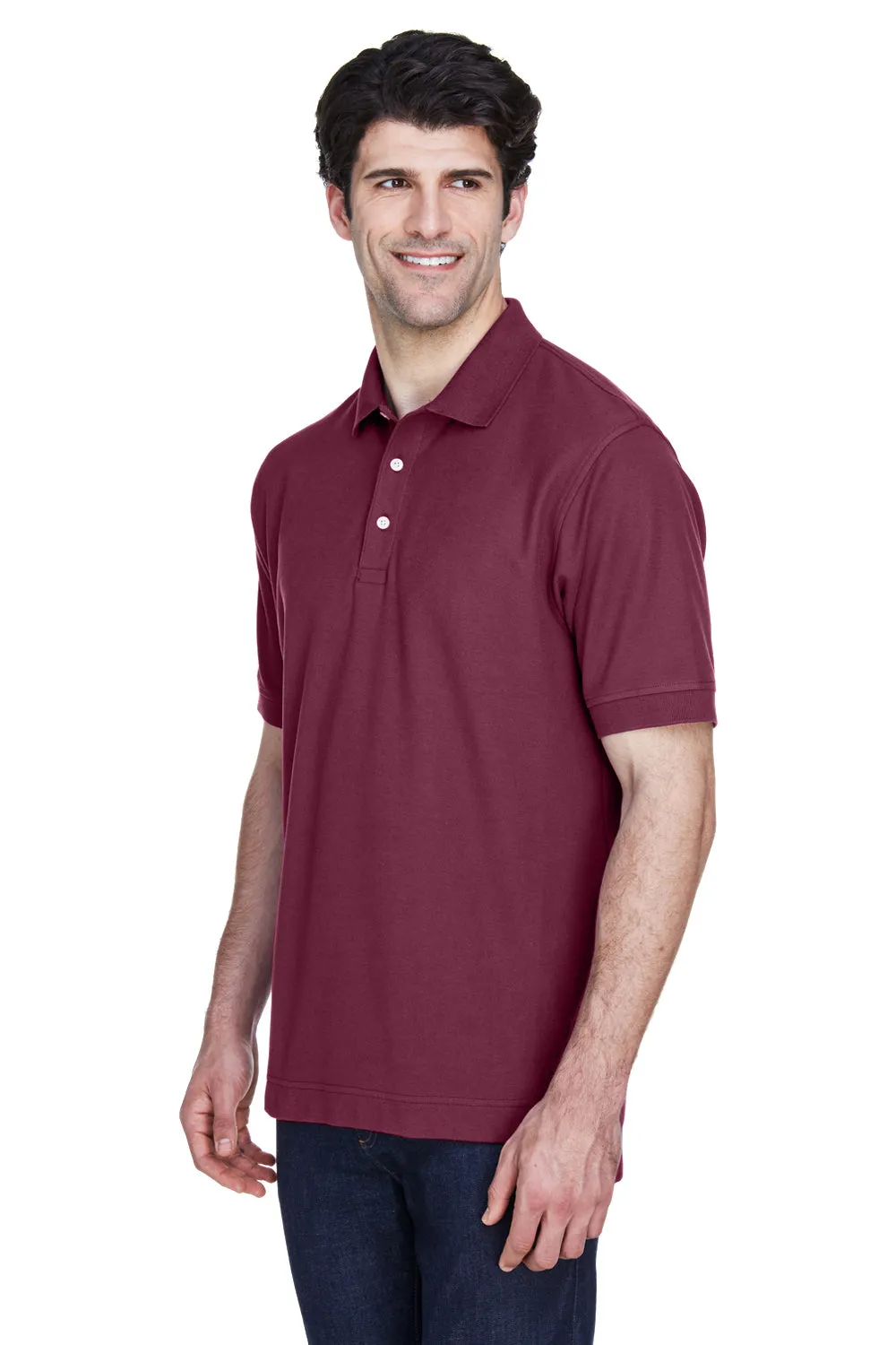 Devon & Jones Mens Short Sleeve Polo Shirt - Burgundy