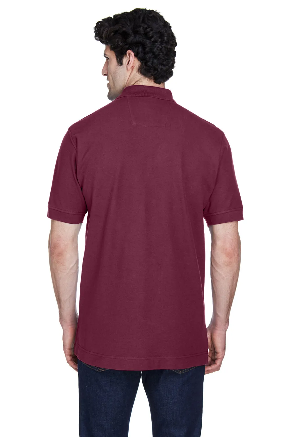 Devon & Jones Mens Short Sleeve Polo Shirt - Burgundy