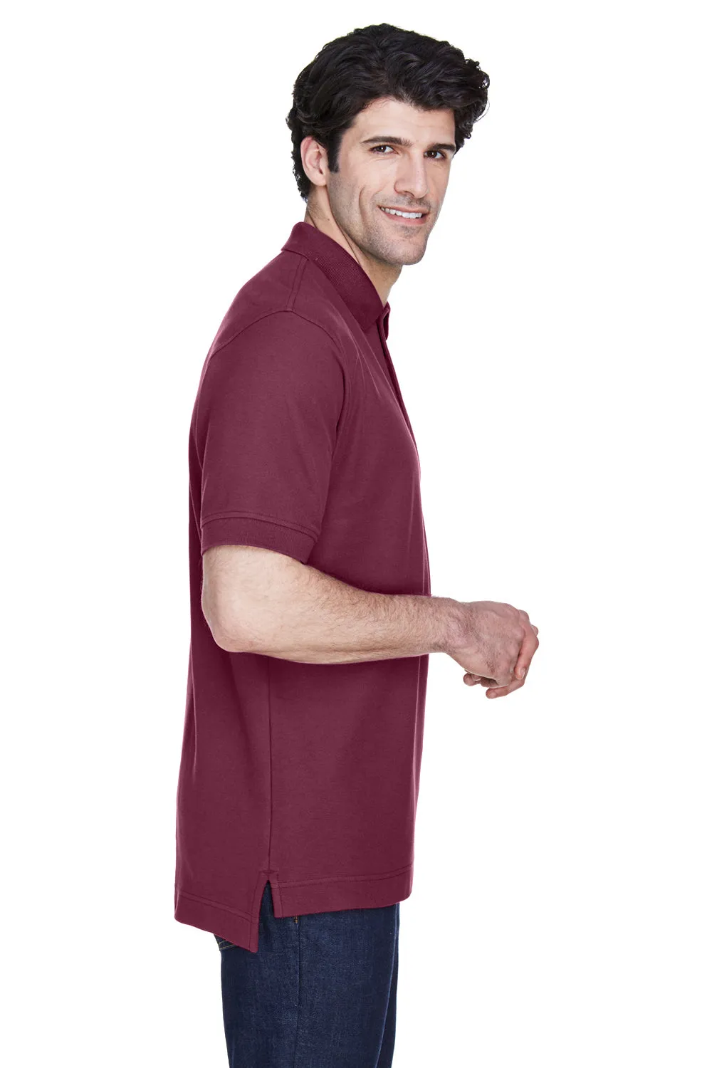 Devon & Jones Mens Short Sleeve Polo Shirt - Burgundy