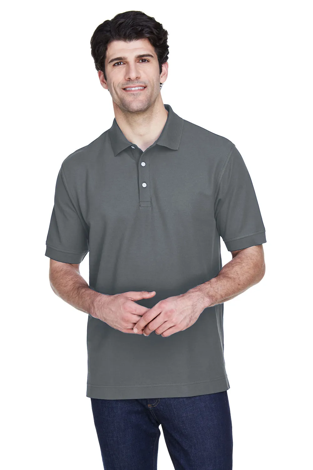 Devon & Jones Mens Short Sleeve Polo Shirt - Graphite Grey