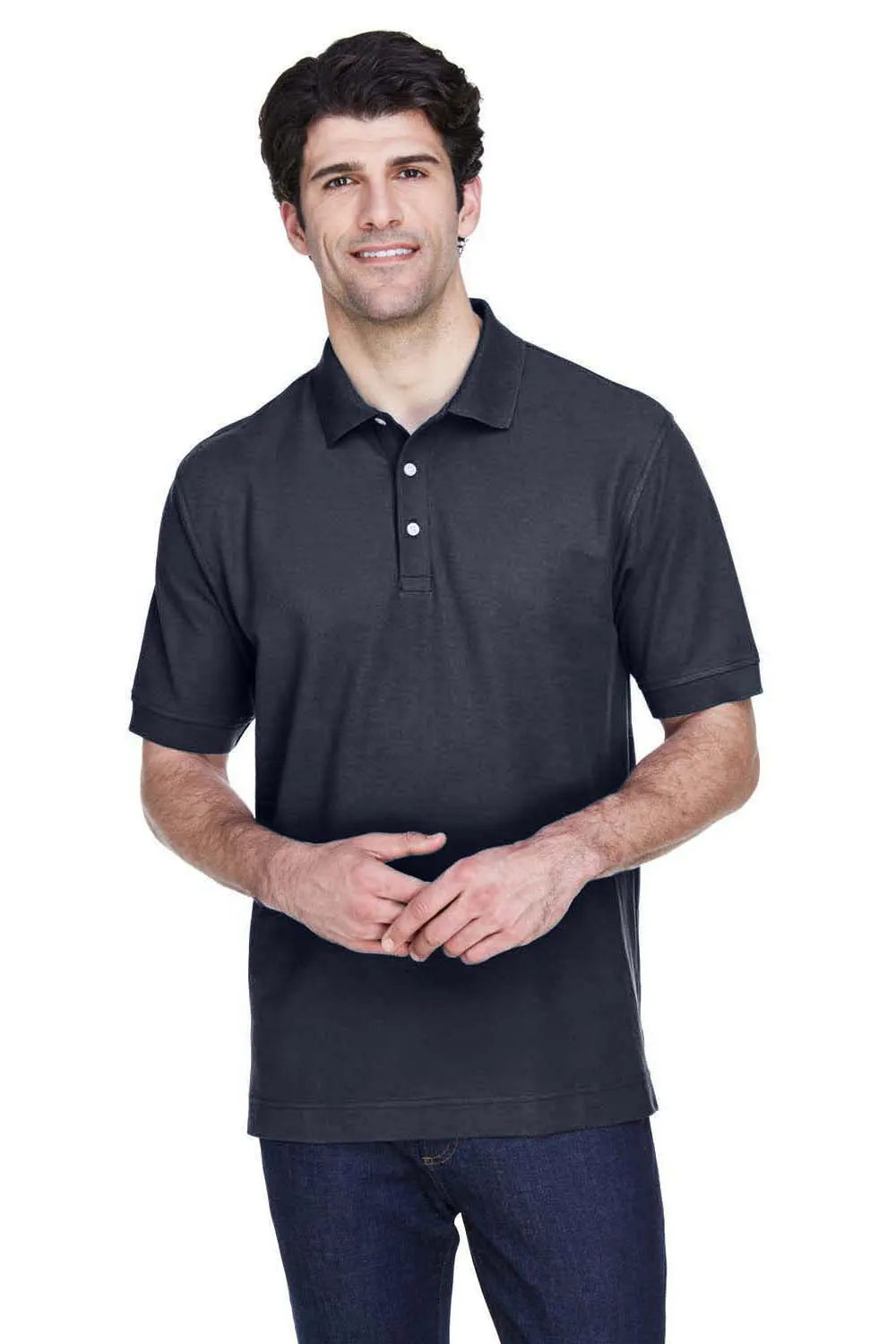 Devon & Jones Mens Short Sleeve Polo Shirt - Navy Blue