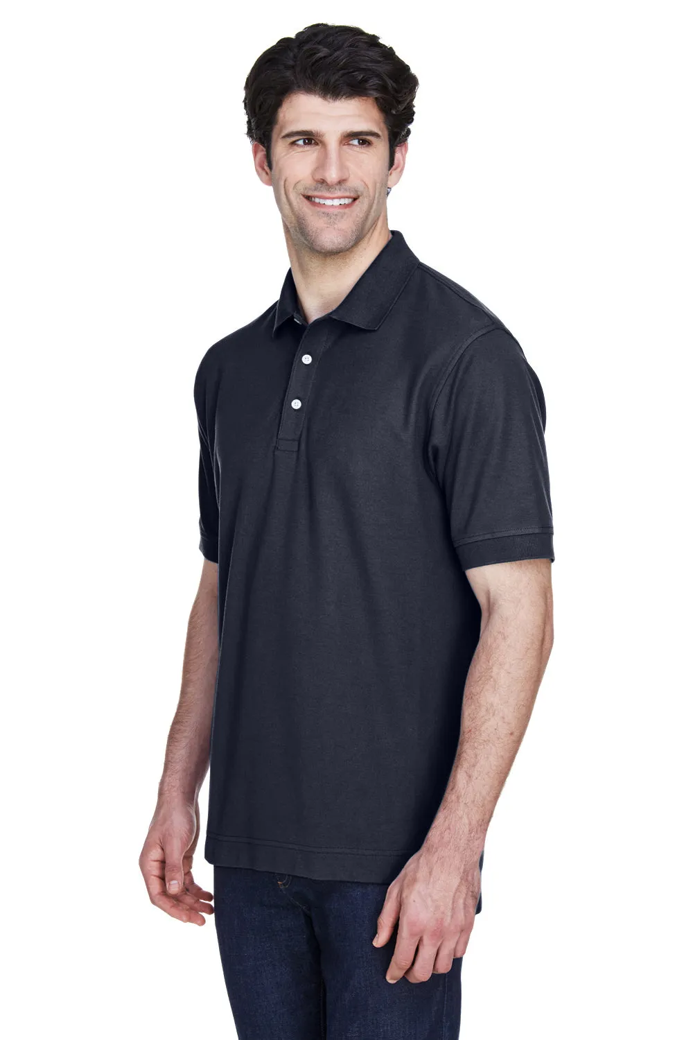 Devon & Jones Mens Short Sleeve Polo Shirt - Navy Blue
