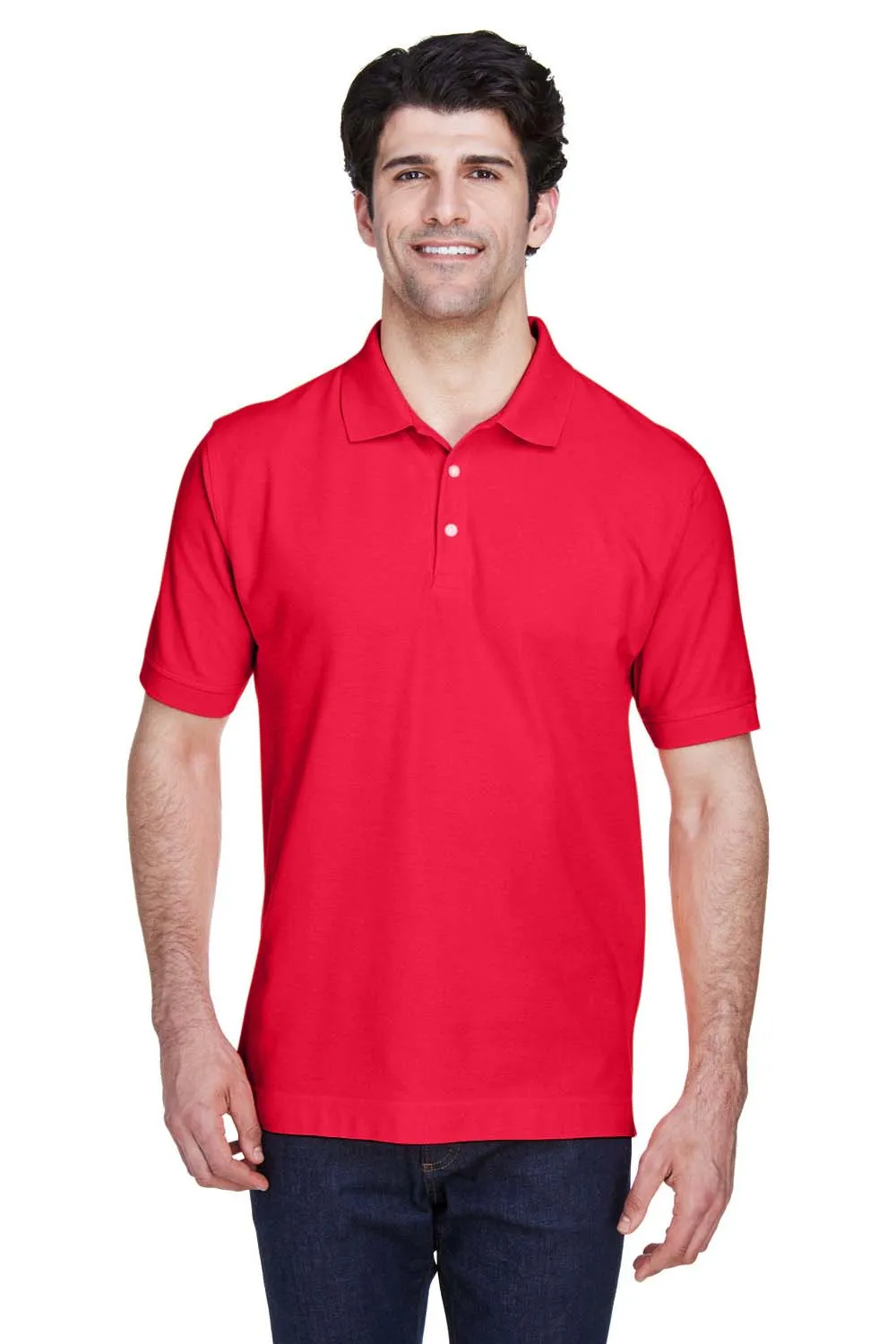 Devon & Jones Mens Short Sleeve Polo Shirt - Red