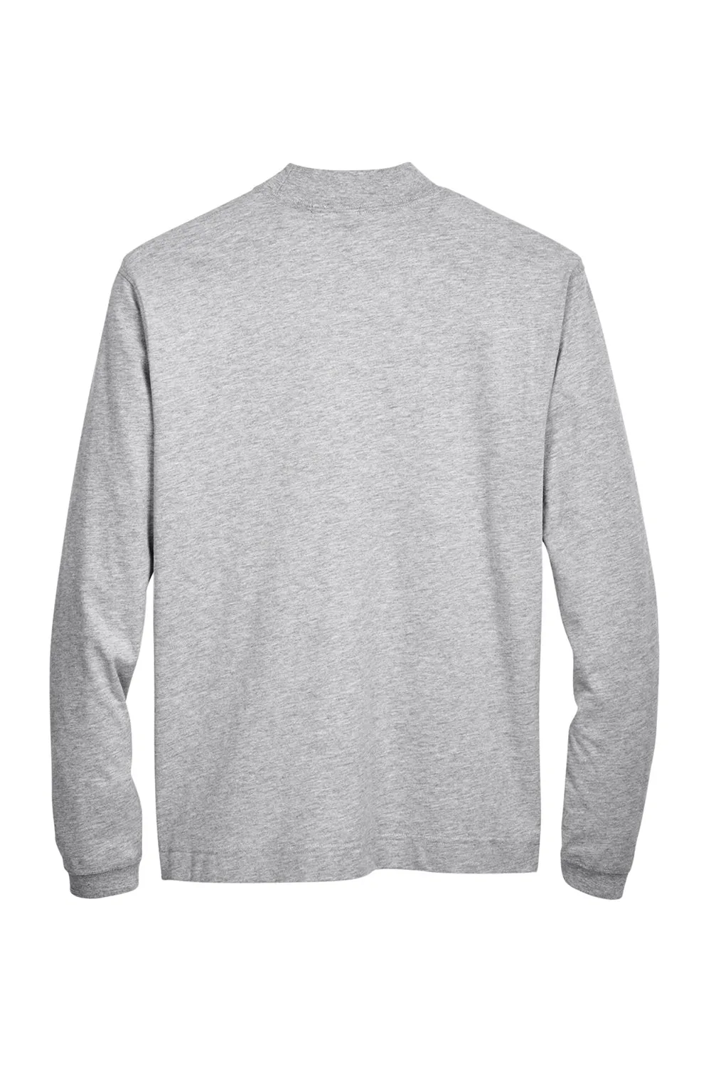 Devon & Jones Mens Sueded Jersey Long Sleeve Mock Neck T-Shirt - Heather Grey