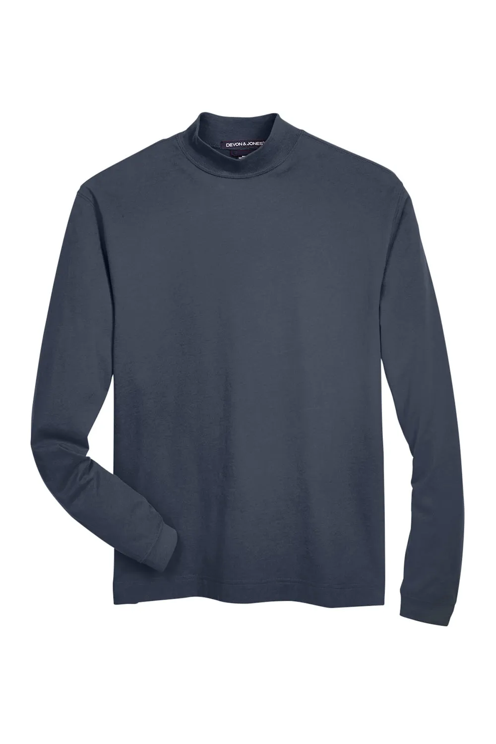 Devon & Jones Mens Sueded Jersey Long Sleeve Mock Neck T-Shirt - Navy Blue