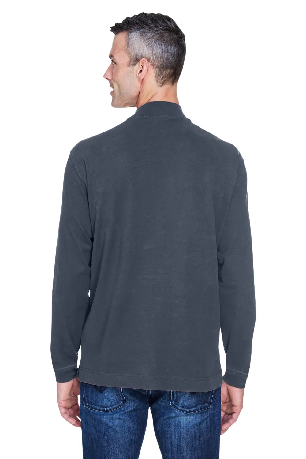 Devon & Jones Mens Sueded Jersey Long Sleeve Mock Neck T-Shirt - Navy Blue