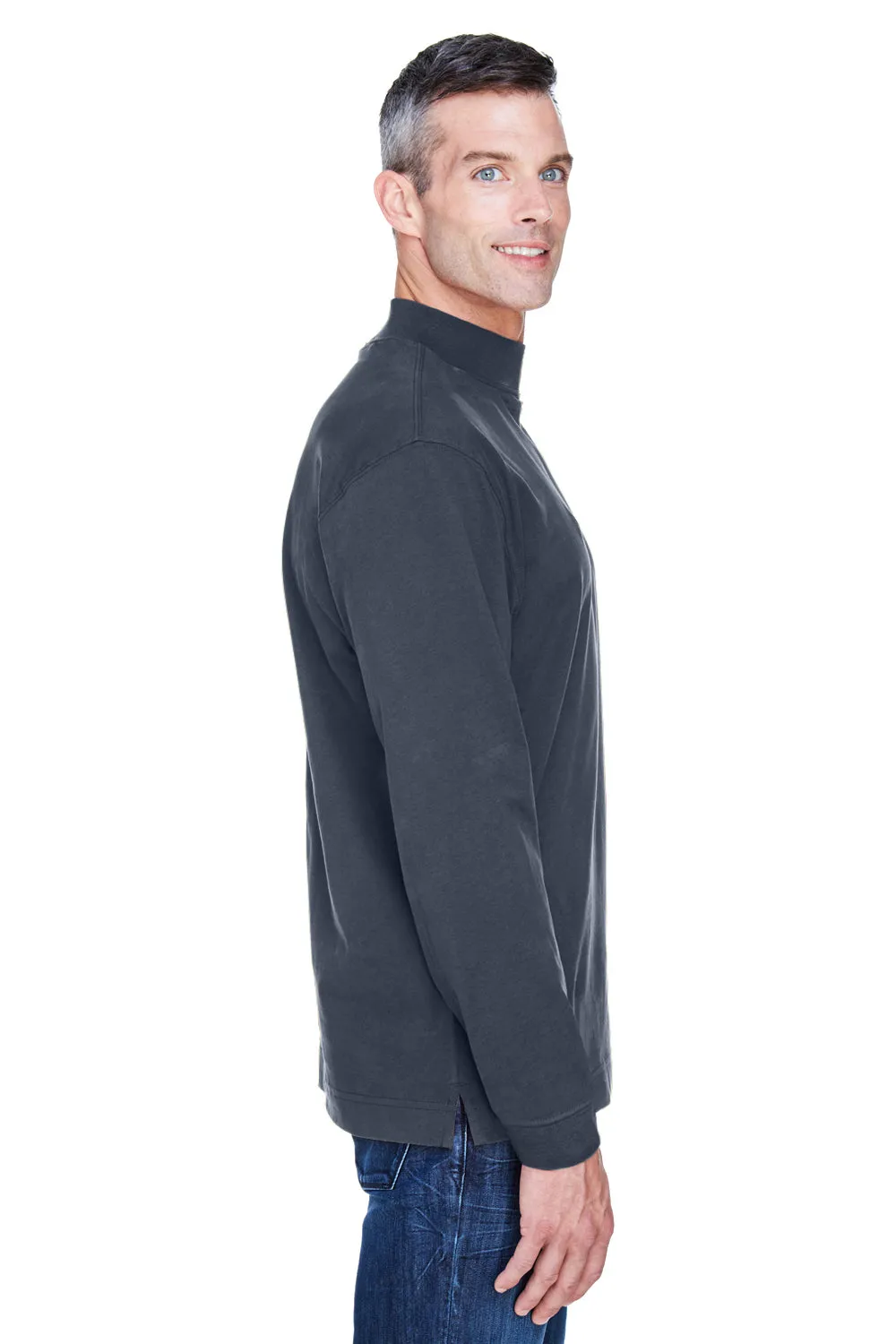 Devon & Jones Mens Sueded Jersey Long Sleeve Mock Neck T-Shirt - Navy Blue