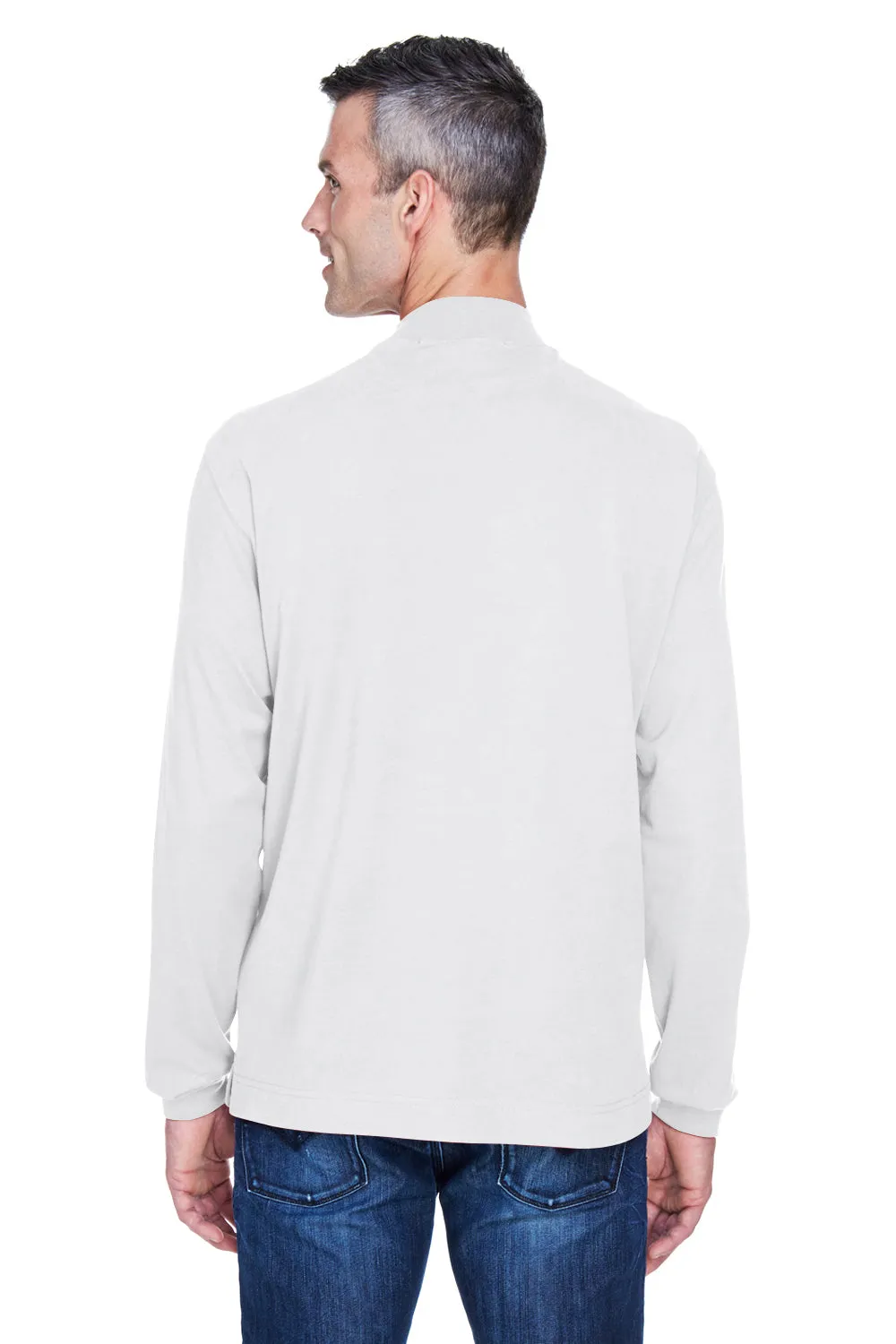 Devon & Jones Mens Sueded Jersey Long Sleeve Mock Neck T-Shirt - White