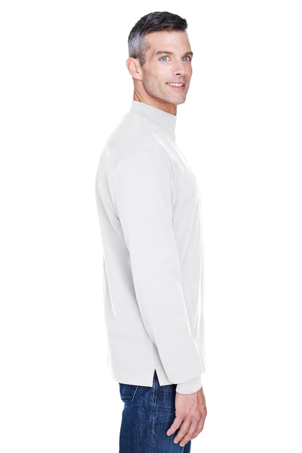 Devon & Jones Mens Sueded Jersey Long Sleeve Mock Neck T-Shirt - White