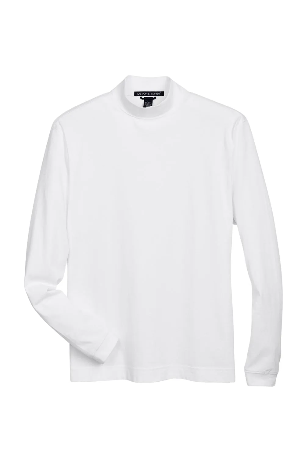 Devon & Jones Mens Sueded Jersey Long Sleeve Mock Neck T-Shirt - White