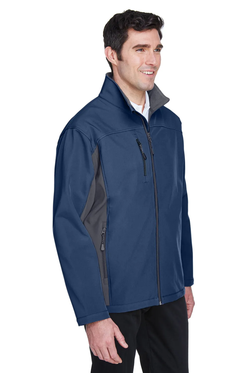 Devon & Jones Mens Wind & Water Resistant Full Zip Jacket - Navy Blue/Dark Grey - Closeout