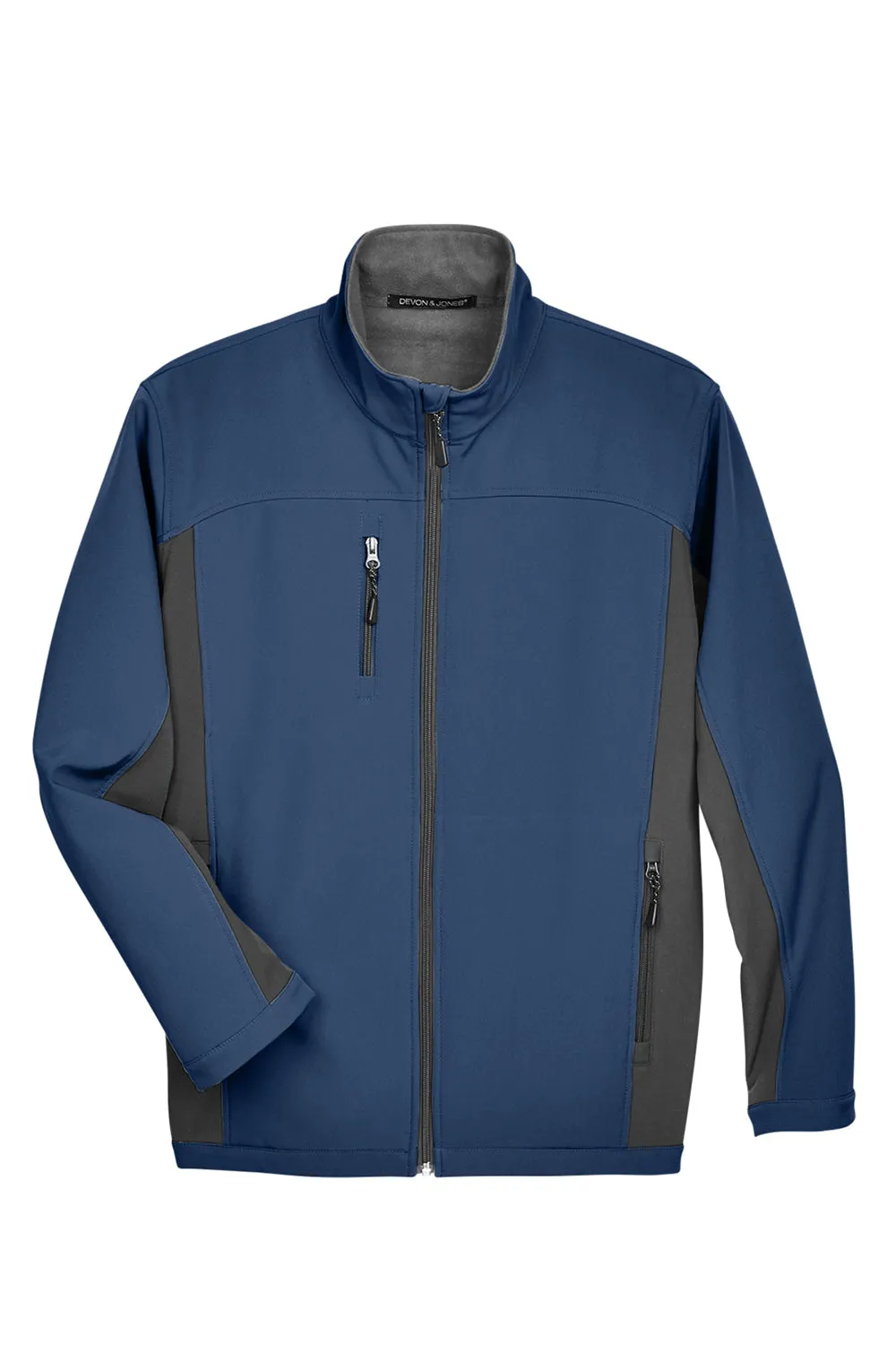 Devon & Jones Mens Wind & Water Resistant Full Zip Jacket - Navy Blue/Dark Grey - Closeout