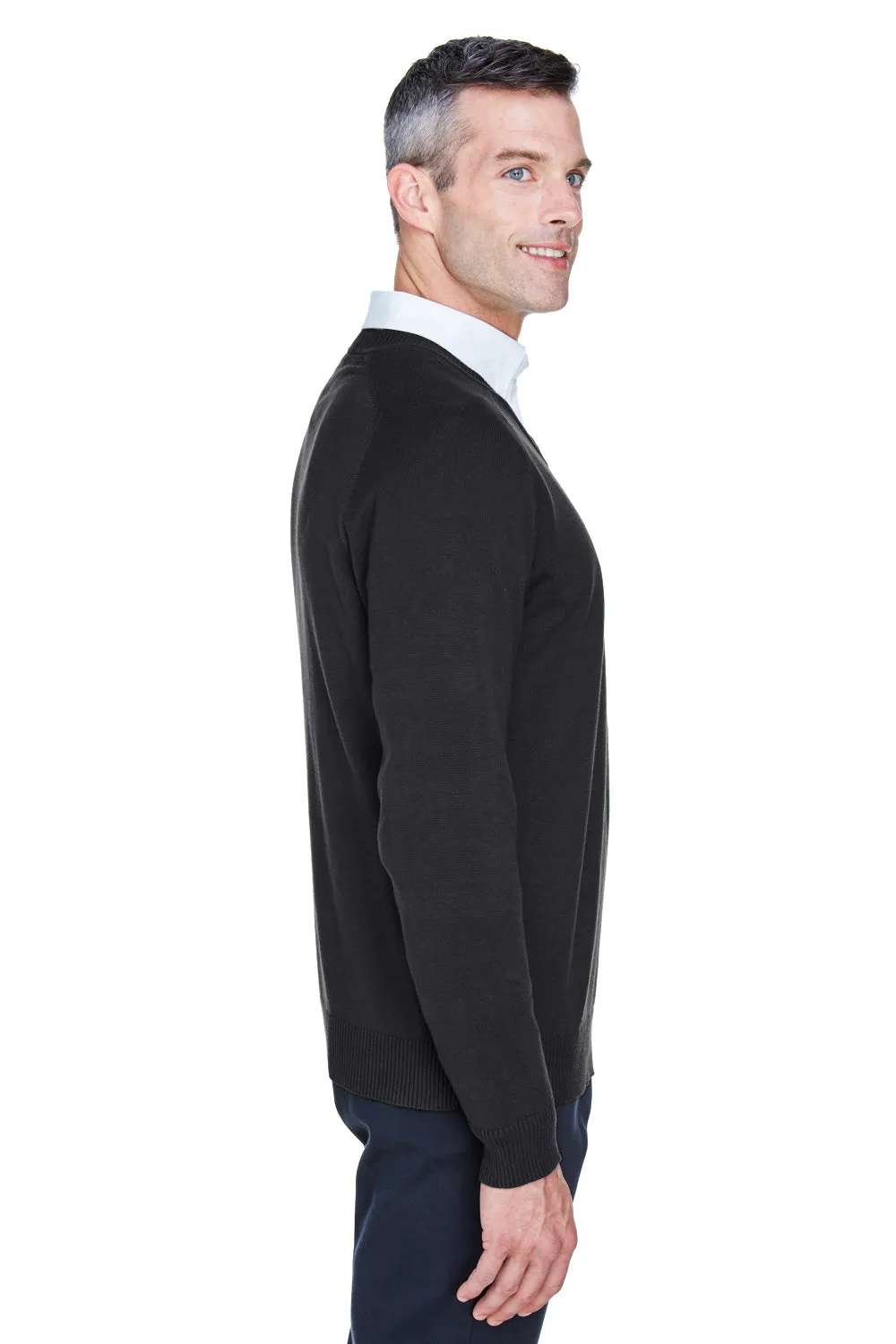 Devon & Jones Mens Wrinkle Resistant V-Neck Sweater - Black - Closeout