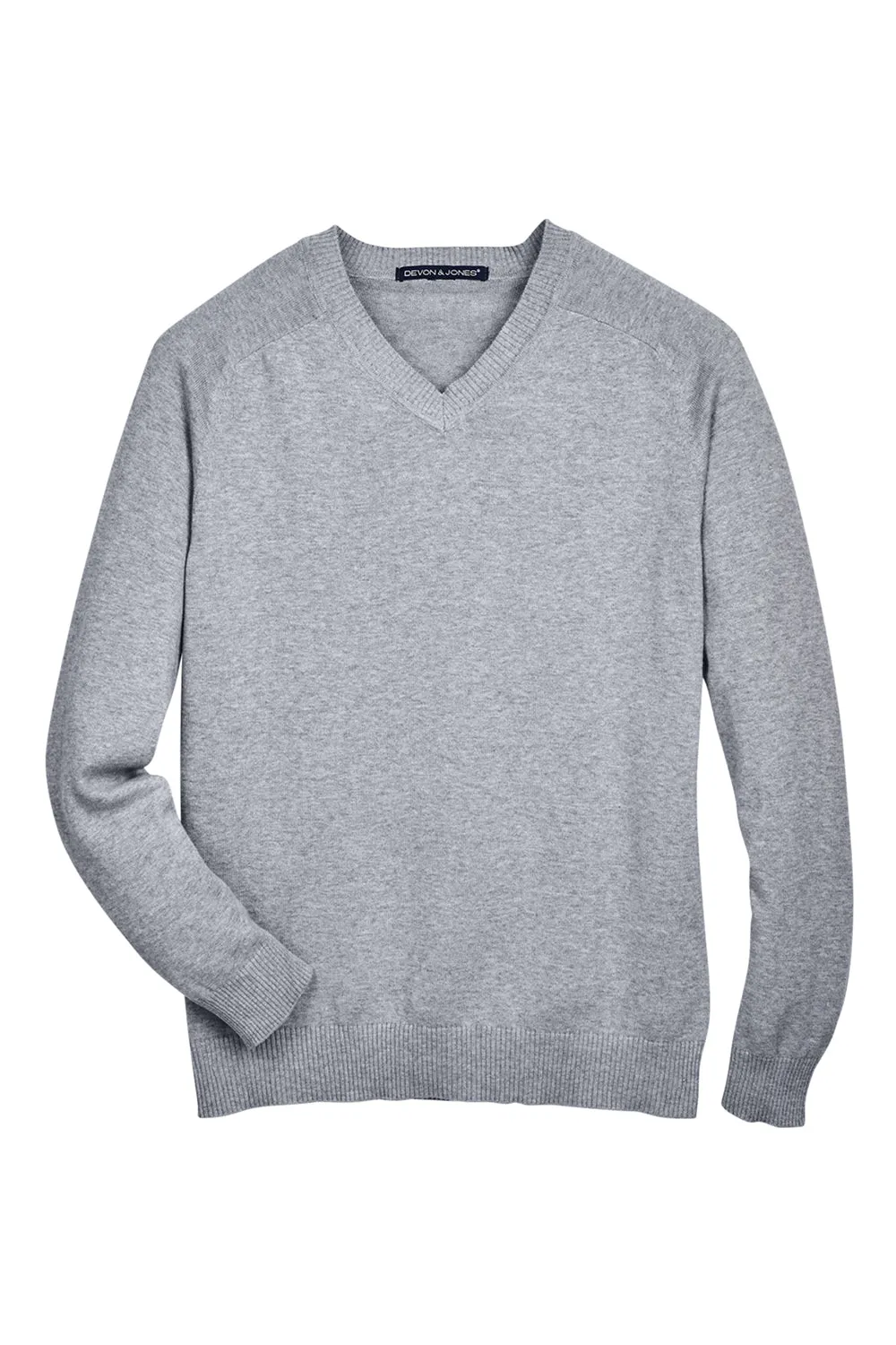 Devon & Jones Mens Wrinkle Resistant V-Neck Sweater - Heather Grey - Closeout