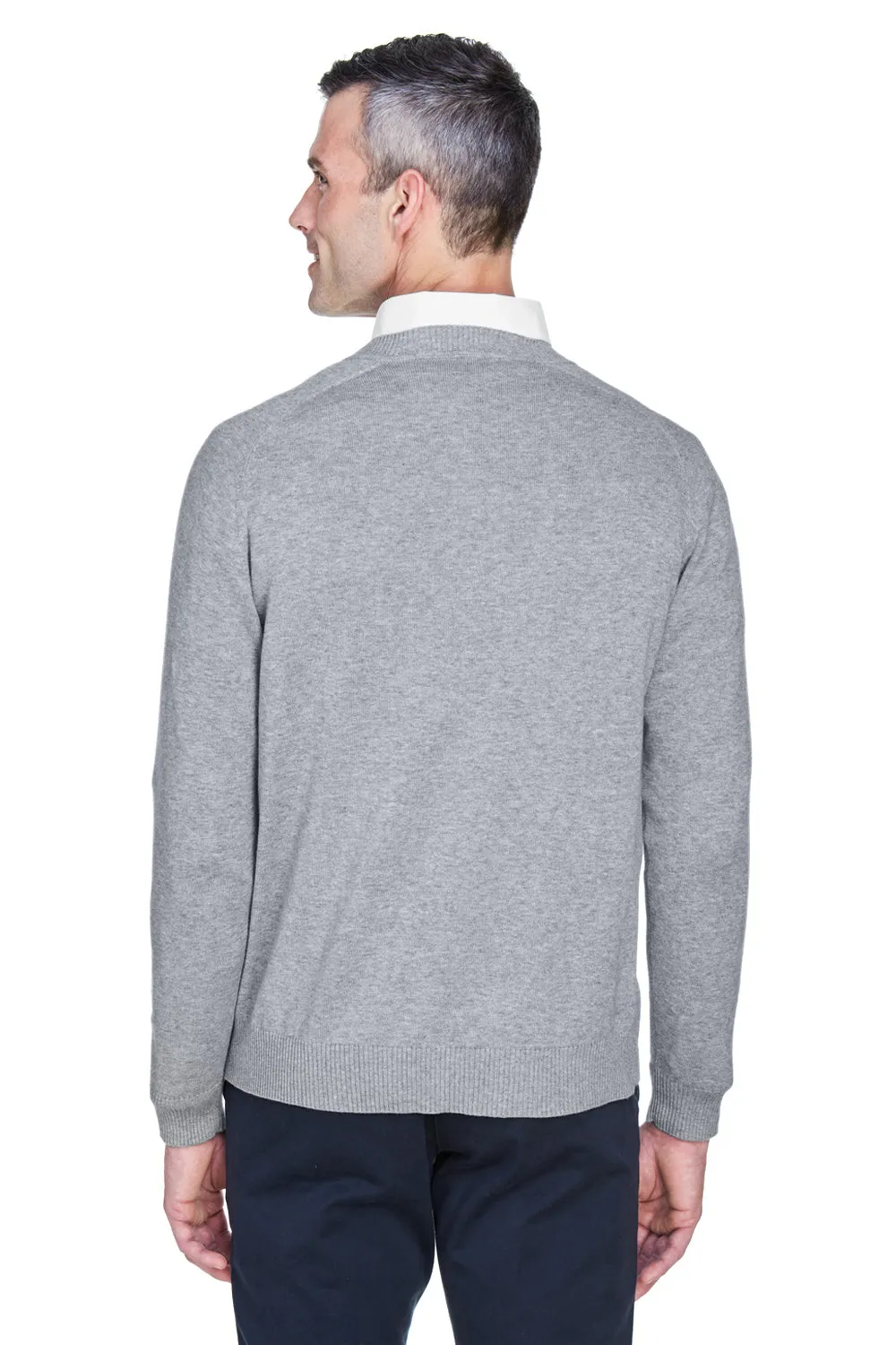 Devon & Jones Mens Wrinkle Resistant V-Neck Sweater - Heather Grey - Closeout