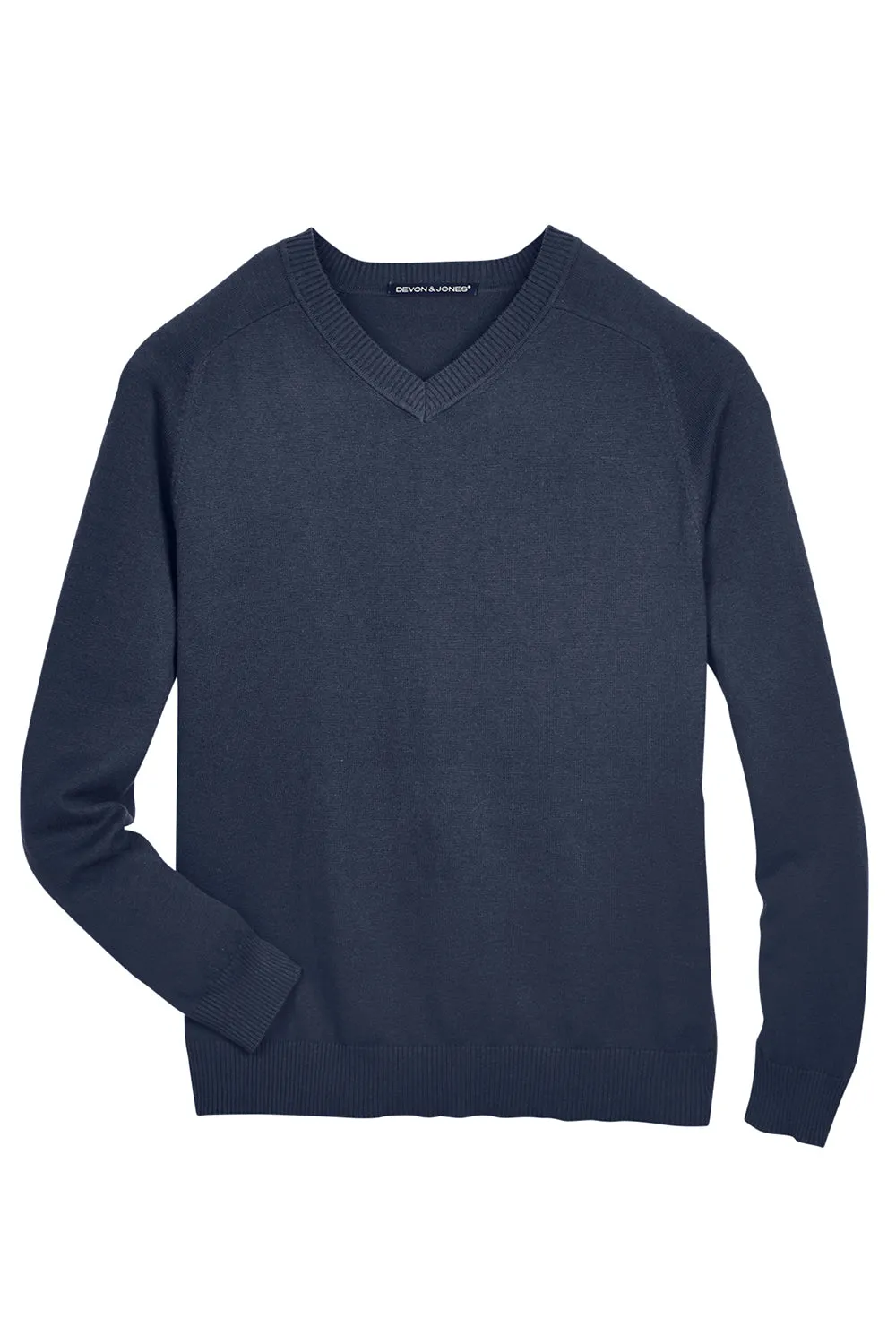 Devon & Jones Mens Wrinkle Resistant V-Neck Sweater - Navy Blue - Closeout