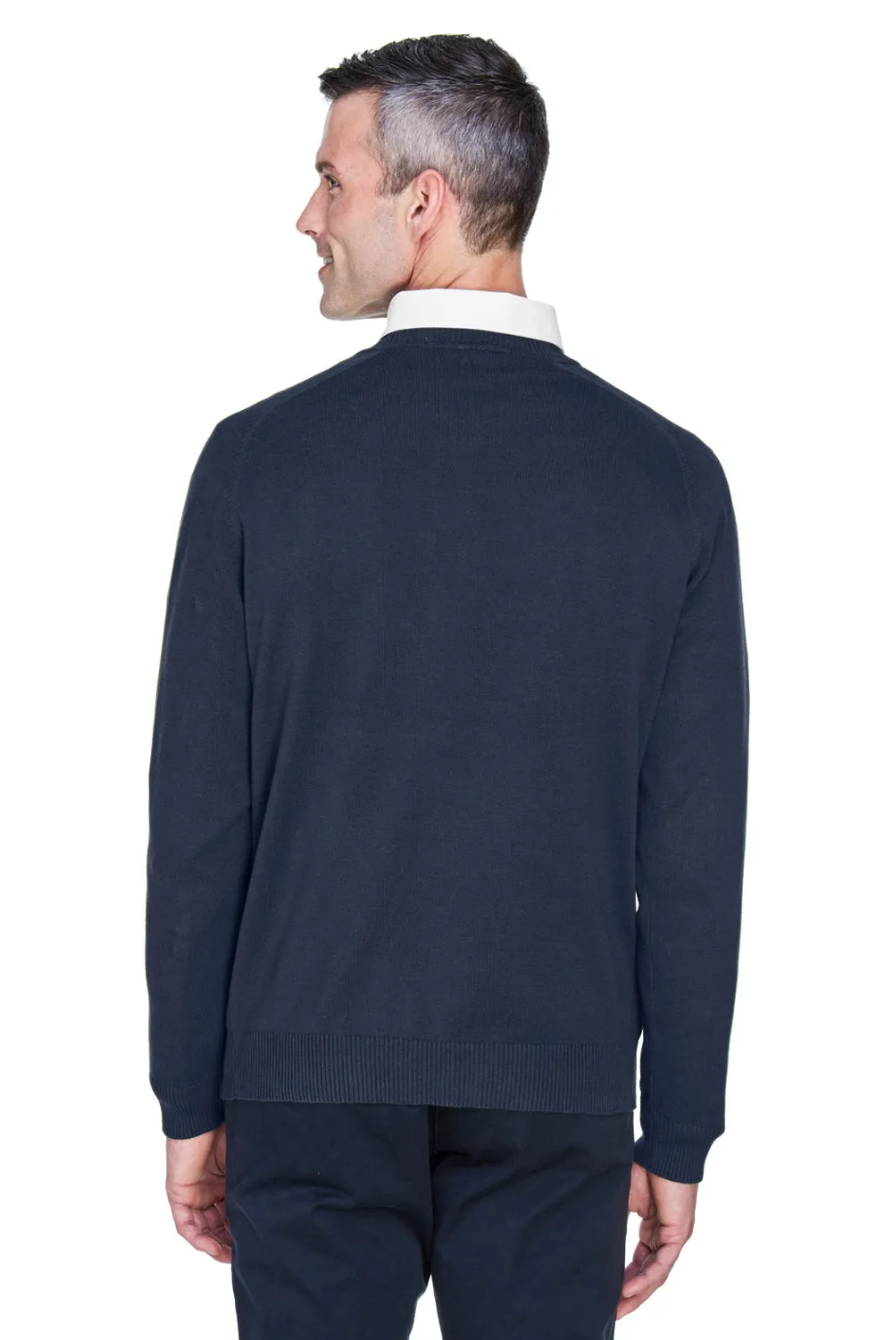 Devon & Jones Mens Wrinkle Resistant V-Neck Sweater - Navy Blue - Closeout