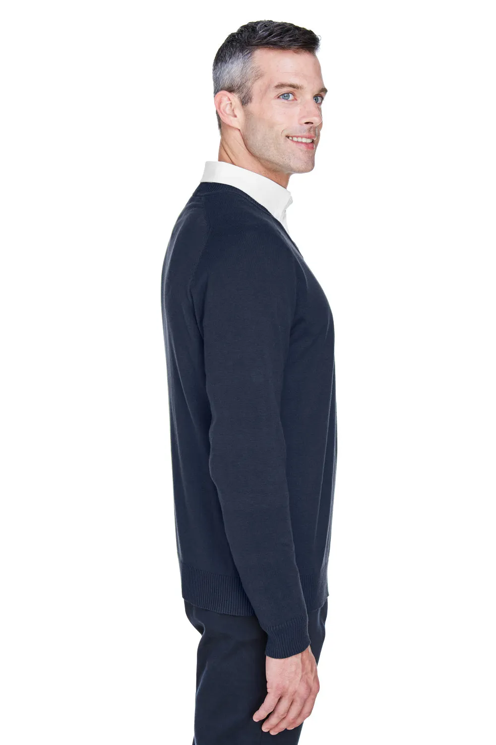 Devon & Jones Mens Wrinkle Resistant V-Neck Sweater - Navy Blue - Closeout