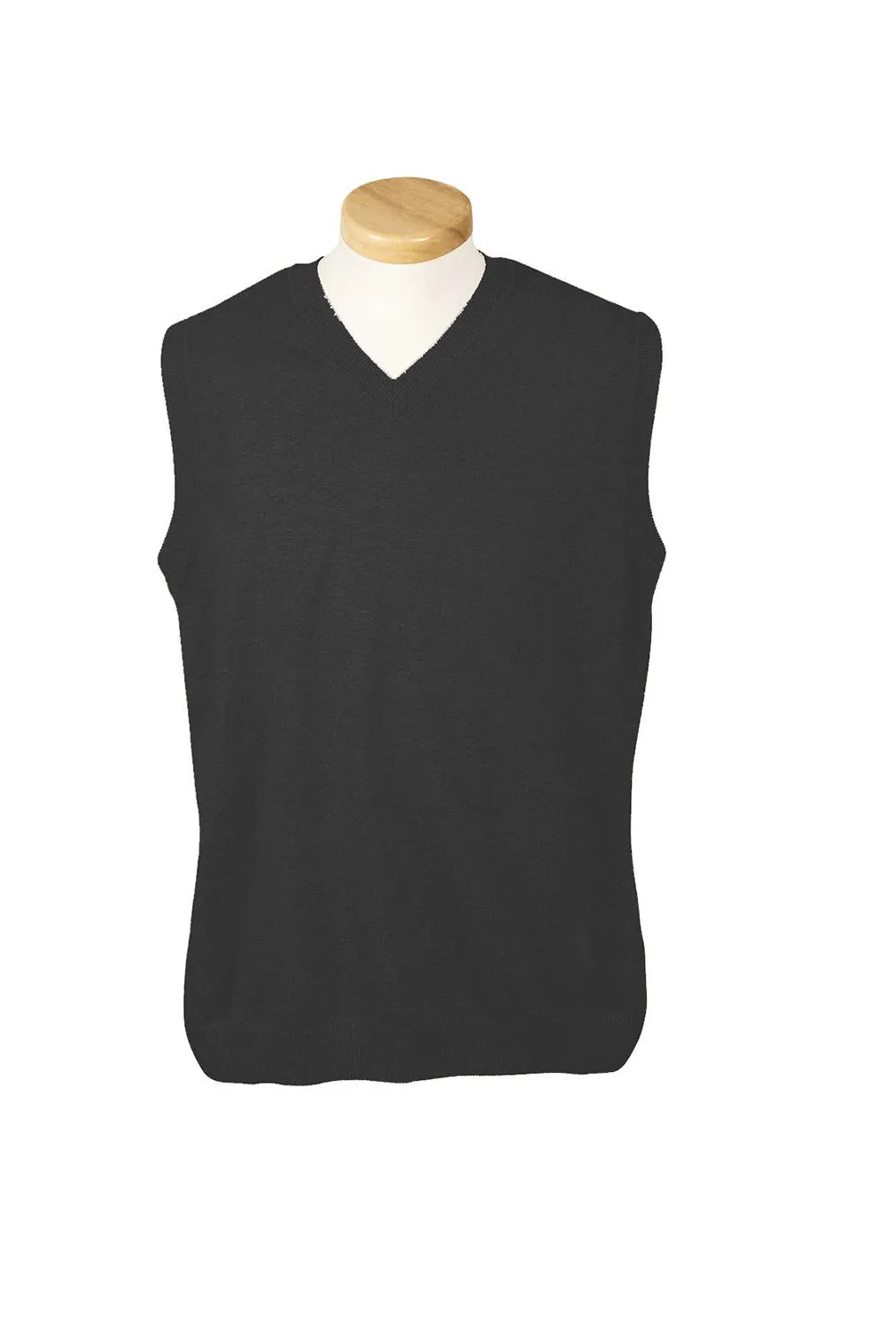 Devon & Jones Mens Wrinkle Resistant V-Neck Sweater Vest - Black - Closeout