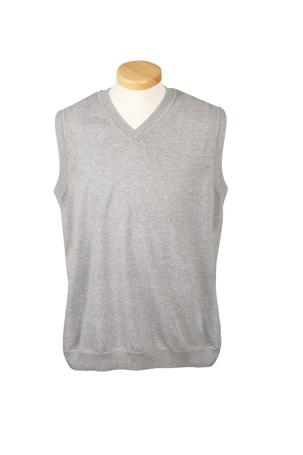 Devon & Jones Mens Wrinkle Resistant V-Neck Sweater Vest - Heather Grey - Closeout