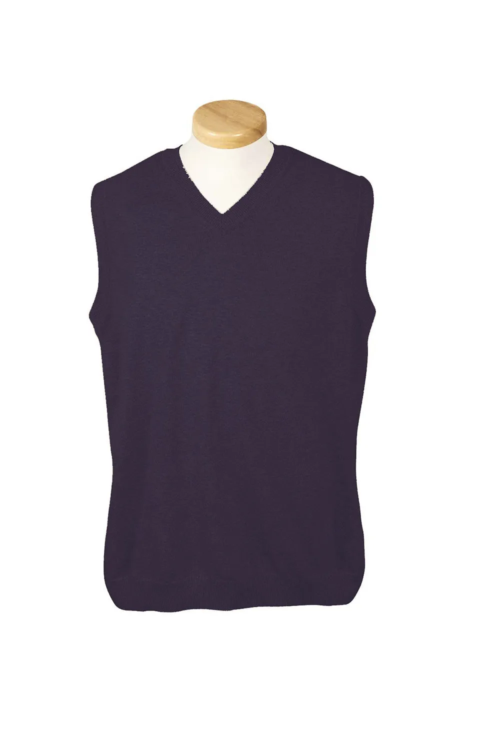 Devon & Jones Mens Wrinkle Resistant V-Neck Sweater Vest - Navy Blue - Closeout