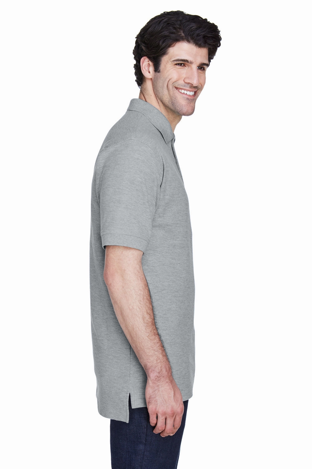 Devon & Jones Mens Short Sleeve Polo Shirt - Heather Grey