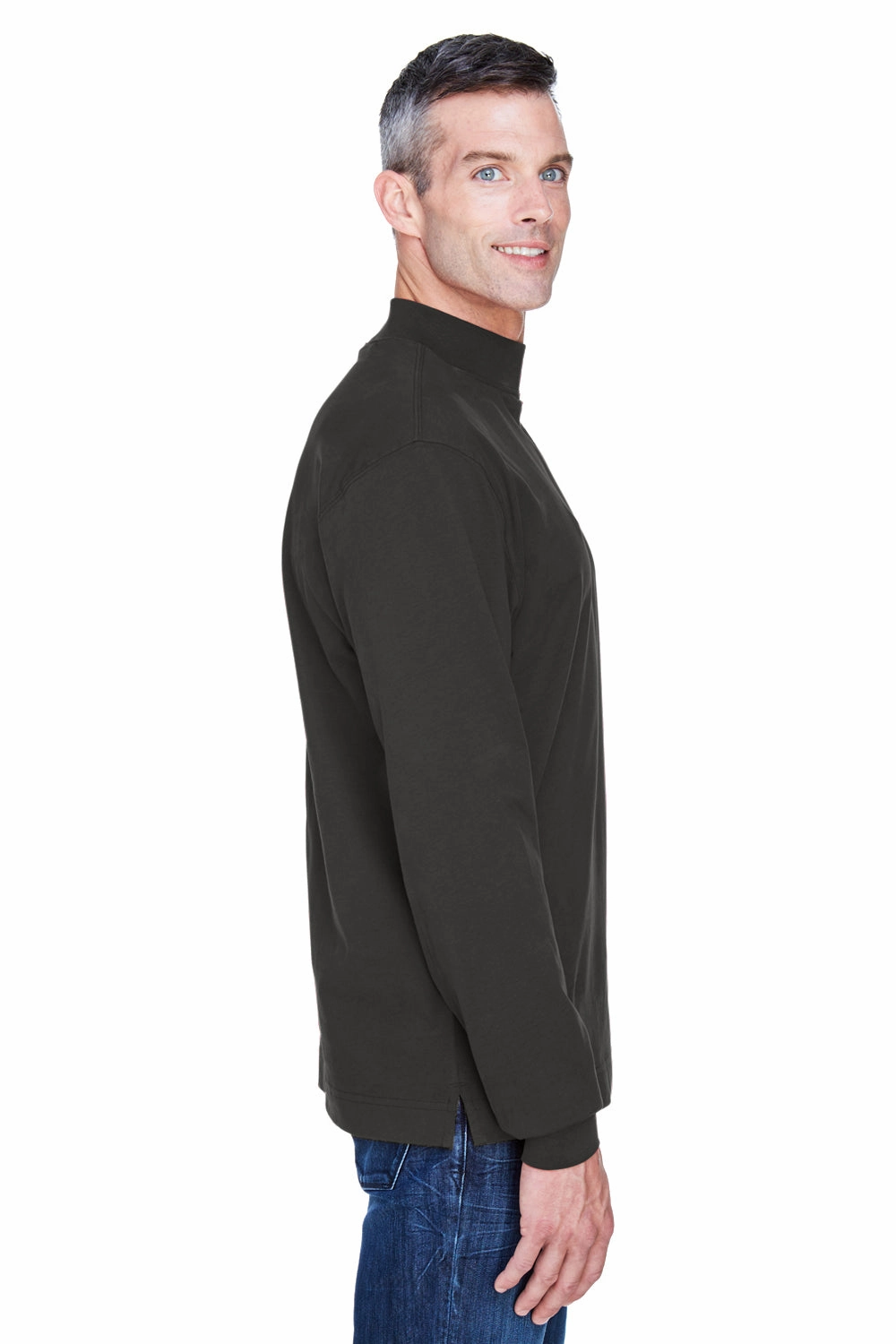 Devon & Jones Mens Sueded Jersey Long Sleeve Mock Neck T-Shirt - Black