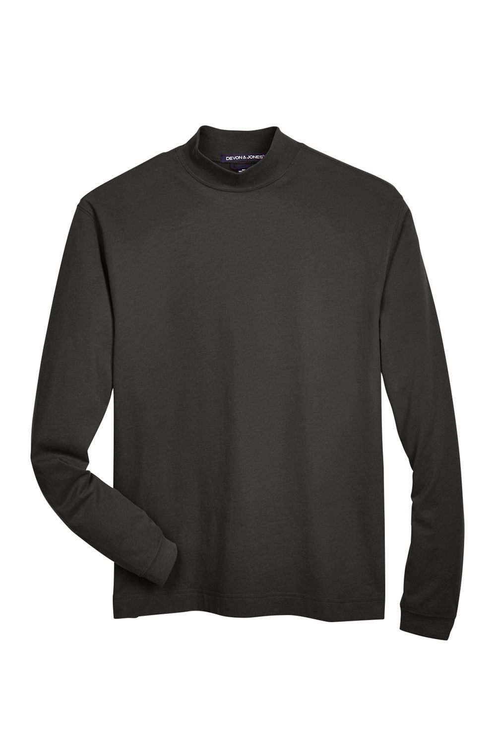Devon & Jones Mens Sueded Jersey Long Sleeve Mock Neck T-Shirt - Black