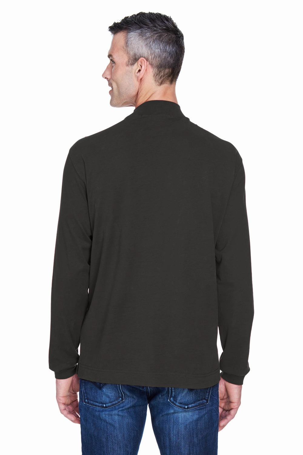Devon & Jones Mens Sueded Jersey Long Sleeve Mock Neck T-Shirt - Black