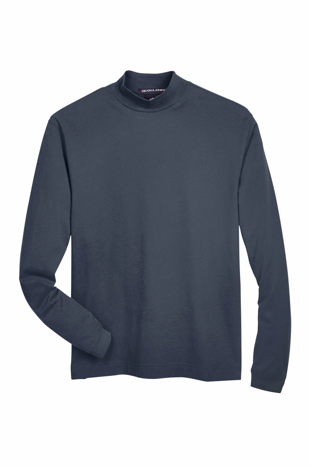 Devon & Jones Mens Sueded Jersey Long Sleeve Mock Neck T-Shirt - Navy Blue